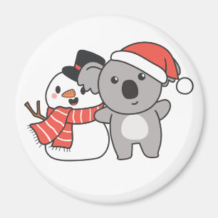 Koala With Snowman In Winter For Christmas Magnet
