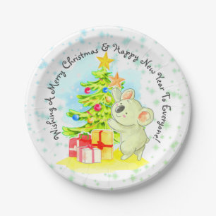 Koala with Tree 7" Australian Christmas Party Paper Plate