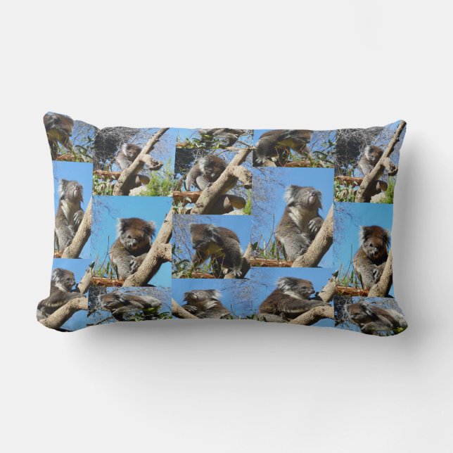 "Koala Wonders: A Heartwarming Photo Collage" Lumbar Pillow (Front)