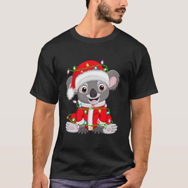 Koala Xmas Lighting Santa Costume Koala Christmas T-Shirt (Front)