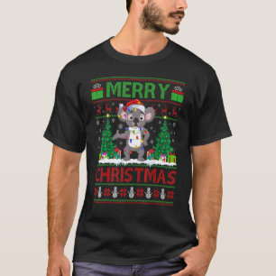 Koala Xmas Tree Lights Ugly Santa Koala Christma T-Shirt