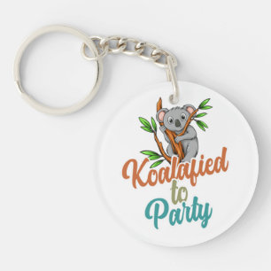 Koalafied to Party Qualified Pun Cute and Funny Ko Keychain