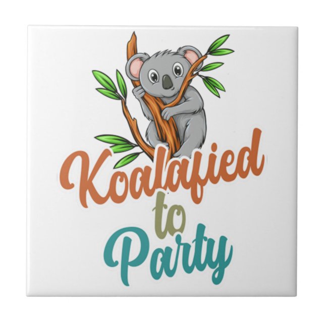 Koalafied to Party Qualified Pun Cute and Funny Ko Tile (Front)