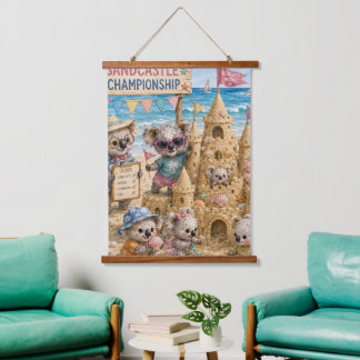 Koalas Building an Award-Winning Sandcastle Hanging Tapestry