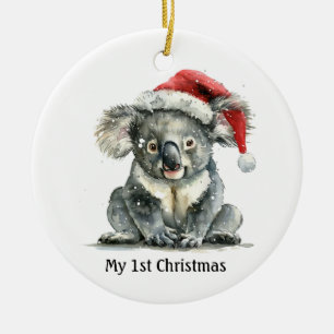 Koala's First Christmas Cuddles, custom Ceramic Ornament