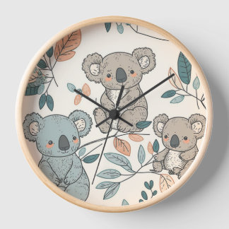 Koalas in Bloom Nursery Clock