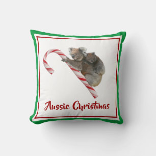 Koalas On Candy Cane Down Under Throw Pillow