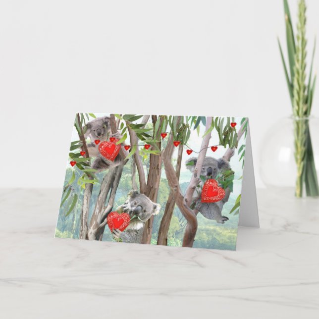 Koalas Valentine's Day Party Greeting Card (Front)