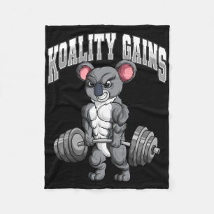 Koality Gains Fitness Gym Koala Bodybuilding  Fleece Blanket