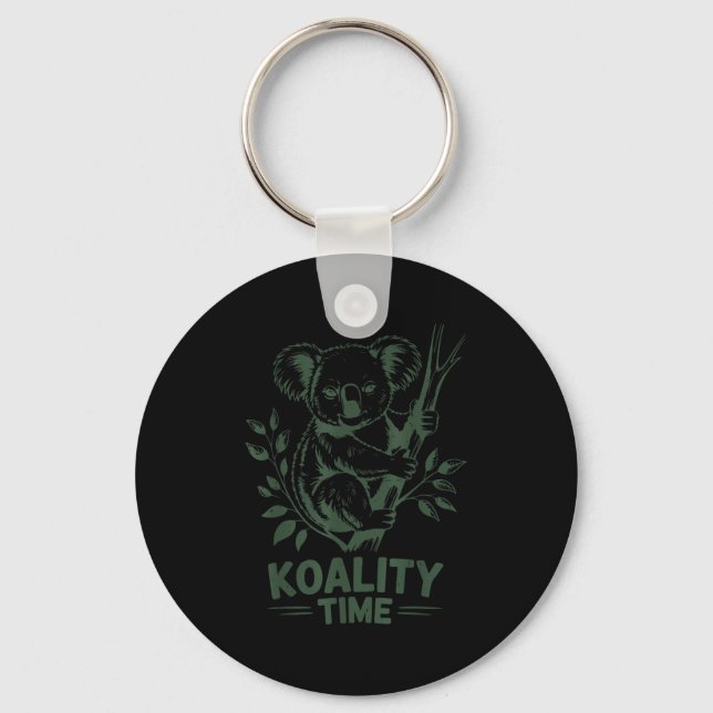 Koality Time Funny Koala Bear Sleep Men Women Girl Keychain (Front)