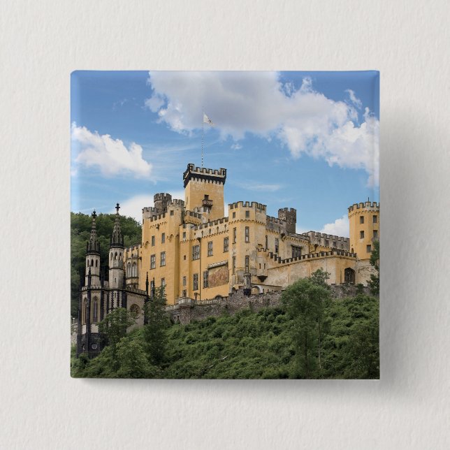 Koblenz, Germany, Stolzenfels Castle, Schloss 2 Inch Square Button (Front)