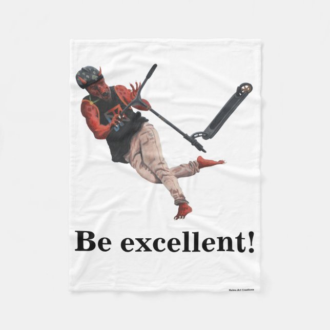 Kobold Scooter Tricks Fantasy Art Fleece Blanket (Front)