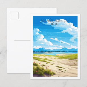 Kobuk Valley Alaska vintage travel illustration Postcard