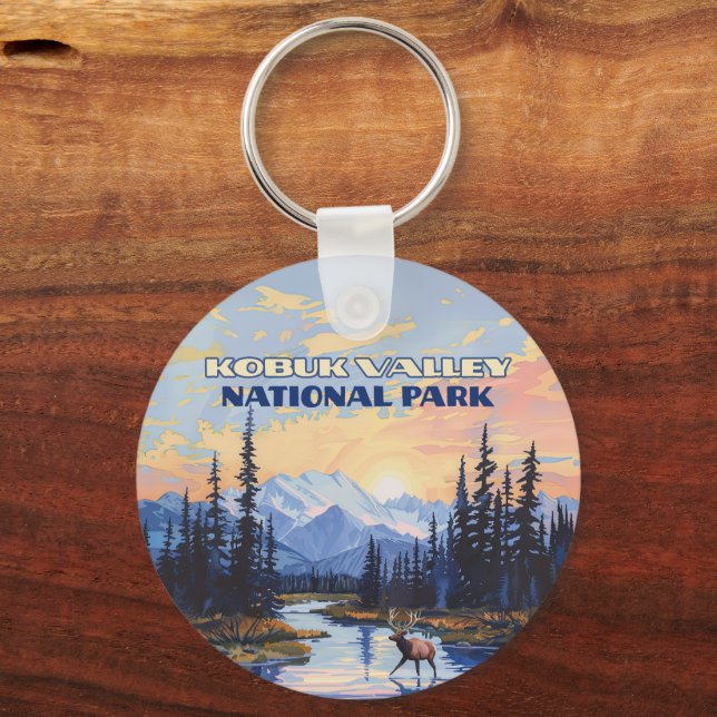 Kobuk Valley National Park Alaska Caribou Vintage Keychain (Front)