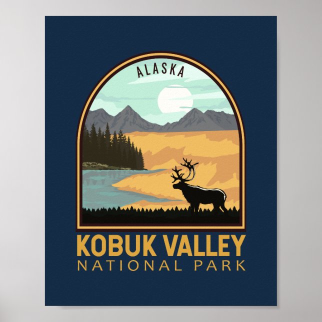 Kobuk Valley National Park Vintage Emblem Poster (Front)