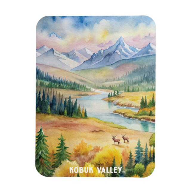 Kobuk Valley National Park Watercolor Painting Magnet (Vertical)