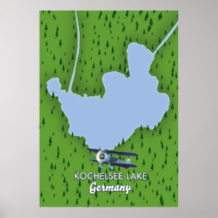 Kochelsee lake, Germany map  Poster