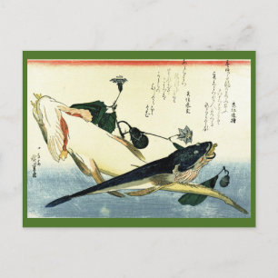 Kochi (Bartail Flathead) Hiroshige's Japanese Fish Postcard