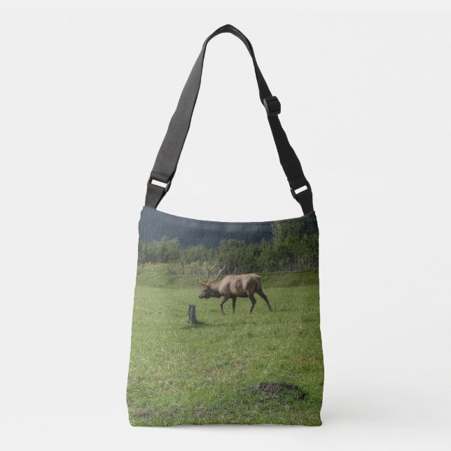 Kodiak Alaska Bull Elk Horns Antler Photo Design Crossbody Bag (Front)