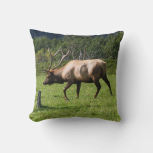 Kodiak, Alaska Elk Outdoor Photo Designed Fancy Throw Pillow