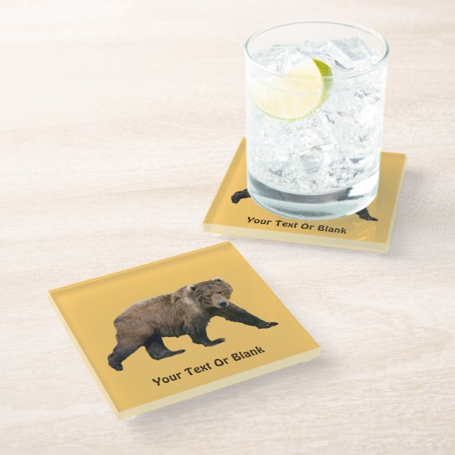 Kodiak Bear Glass Coaster (Angled)