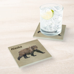 Kodiak Bear Glass Coaster