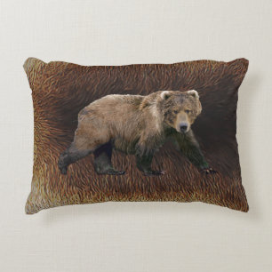 Kodiak Bear On Caribou Fur Decorative Pillow