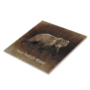 Kodiak Bear On Caribou Fur Tile