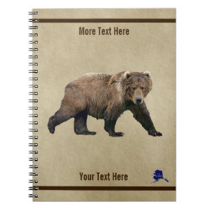 Kodiak Bear On Old Paper Notebook