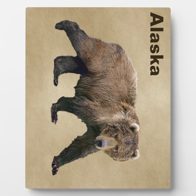 Kodiak Bear On Old Paper Plaque (Front)
