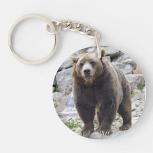 Kodiak Bear Standing on a Rock Keychain