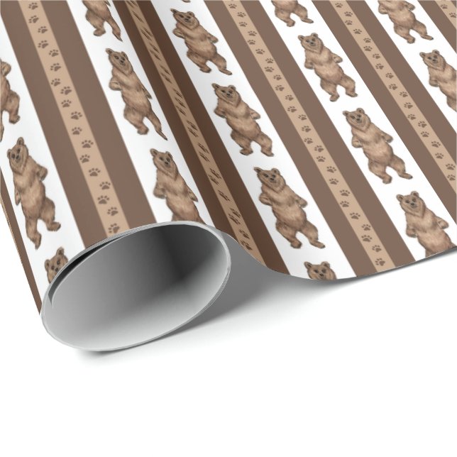 Kodiak Bear Stripe Wrapping Paper (Roll Corner)