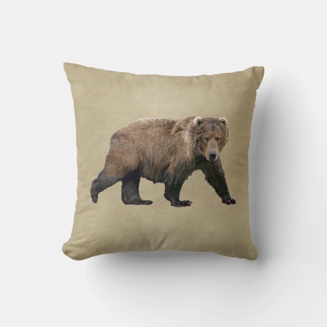 Kodiak Bear Throw Pillow (Front)