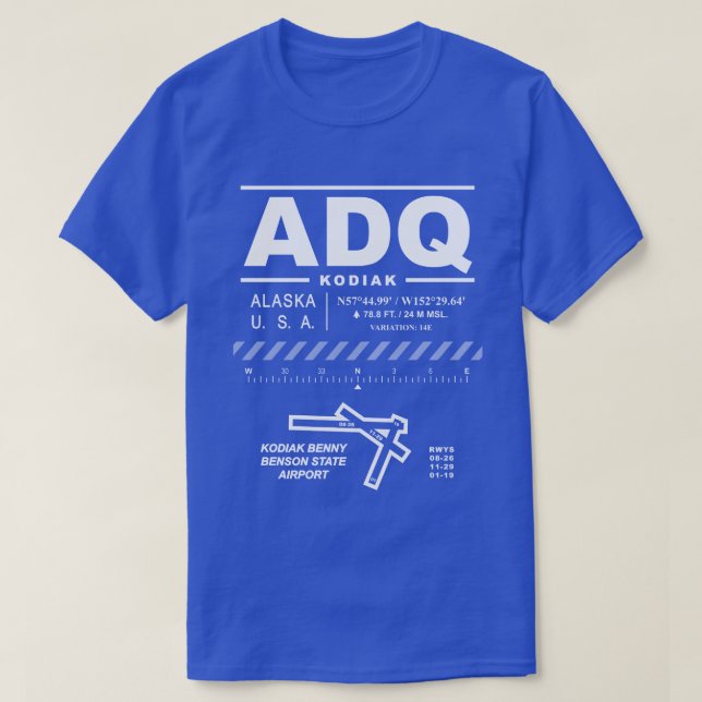 Kodiak Benny Benson State Airport ADQ T-Shirt (Design devant)