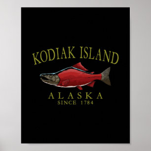 Kodiak Island Alaska Salmon Since 1784 Arched Oliv Poster