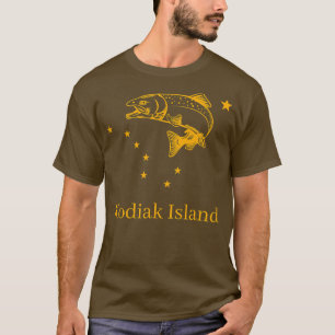 Kodiak Island Salmon Alaska State Flag Fishing  T-Shirt