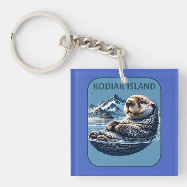 Kodiak Island Sea Otter Alaska Keychain (Front)