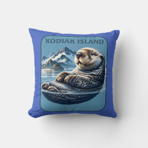 Kodiak Island Sea Otter Alaska Throw Pillow