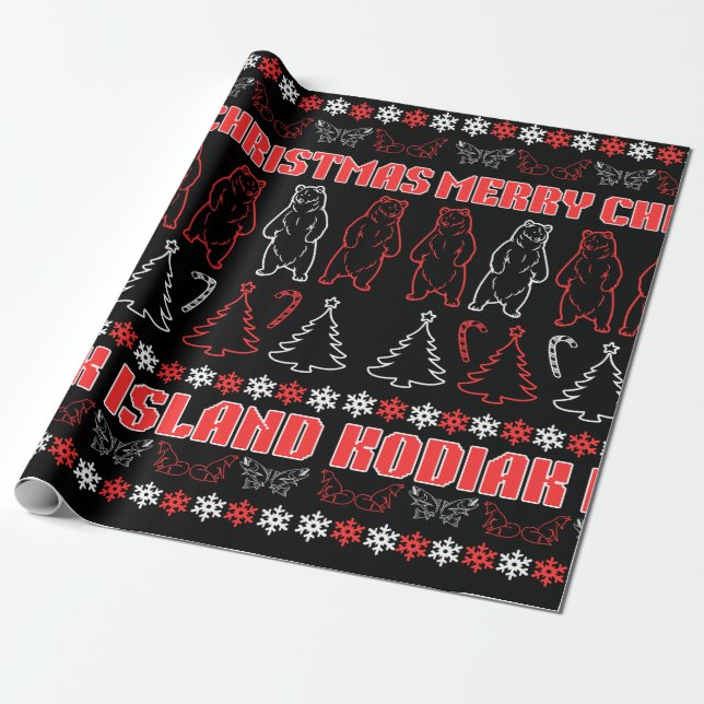 Kodiak Island Ugly Christmas Sweater Wrapping Pape Wrapping Paper (Unrolled)