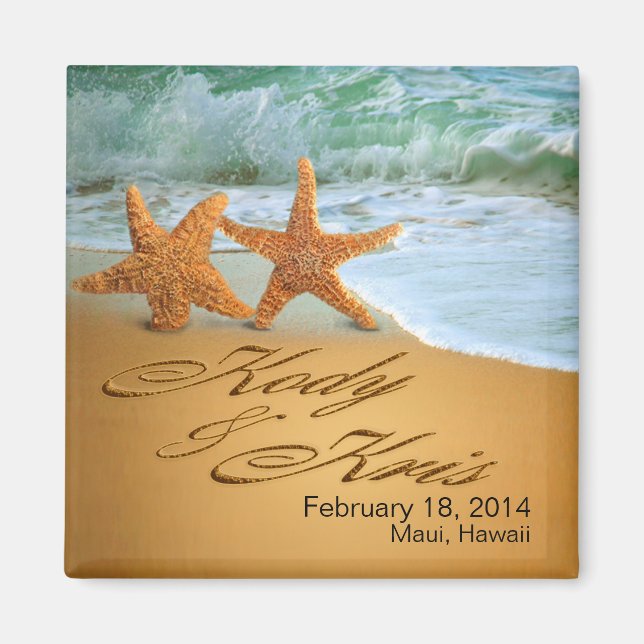Kody & Kris Starfish Couple NAMES IN THE SAND Magnet (Front)