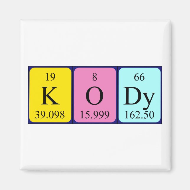 Kody periodic table name magnet (Front)