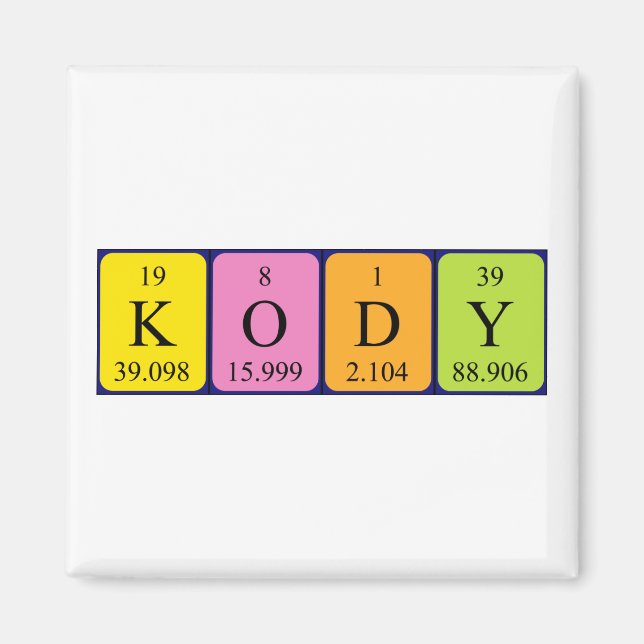 Kody periodic table name magnet (Front)