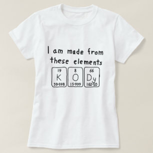 Kody periodic table name shirt