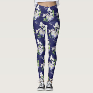 Kogyo Tsukioka Irises,Japanese Flower Art Leggings