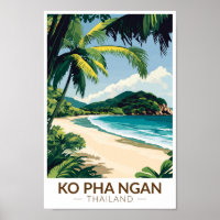 Koh Pha Ngan Thailand Travel Art Vintage