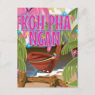 Koh Pha Ngan Thailand travel poster Postcard
