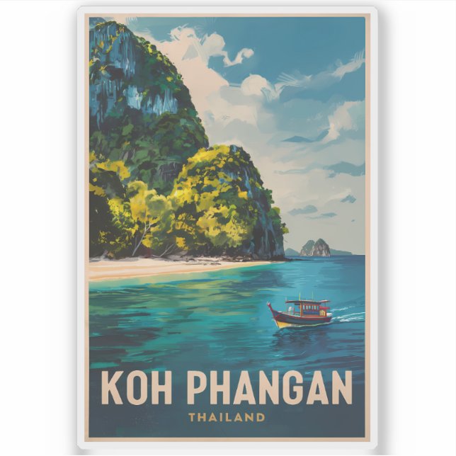 Koh Phangan Thailand Travel Art Vintage (Front)