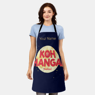 Koh Phangan with moon vintage island Thailand Apron