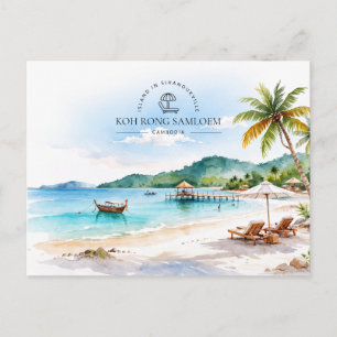 Koh Rong Samloem Cambodia Watercolor Landscapes Holiday Postcard