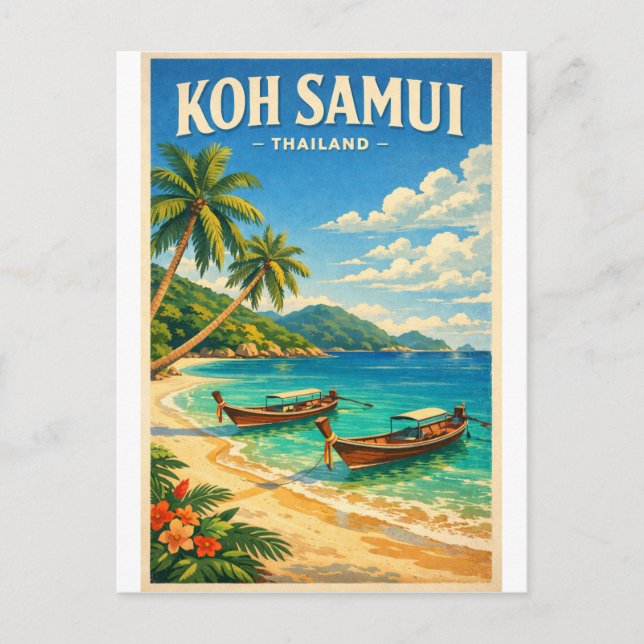 Koh Samui Island, Thailand retro Postcard (Front)